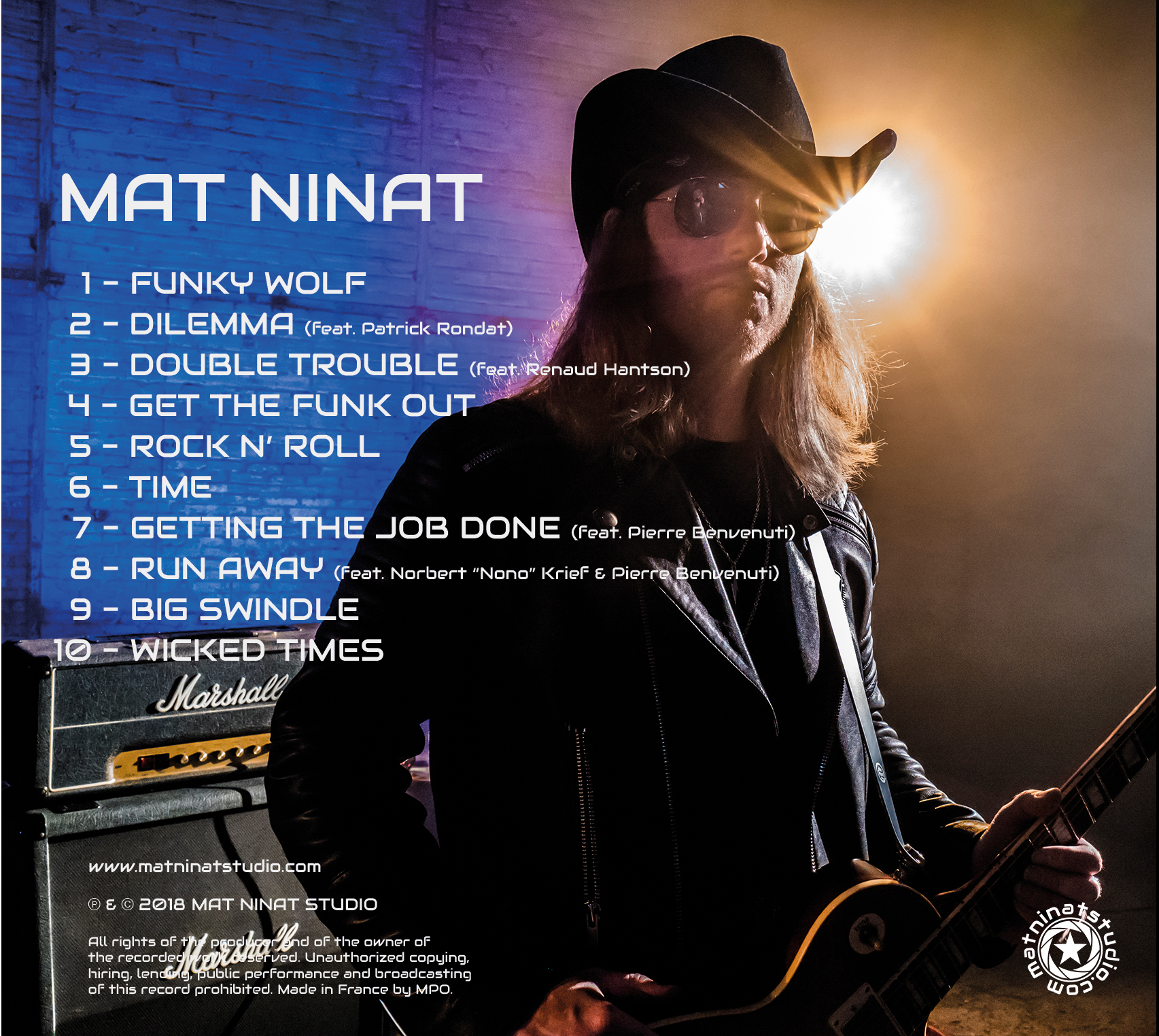 Mat Ninat 2018 CD Digipack back cover featuring tracklisting and album credits.
